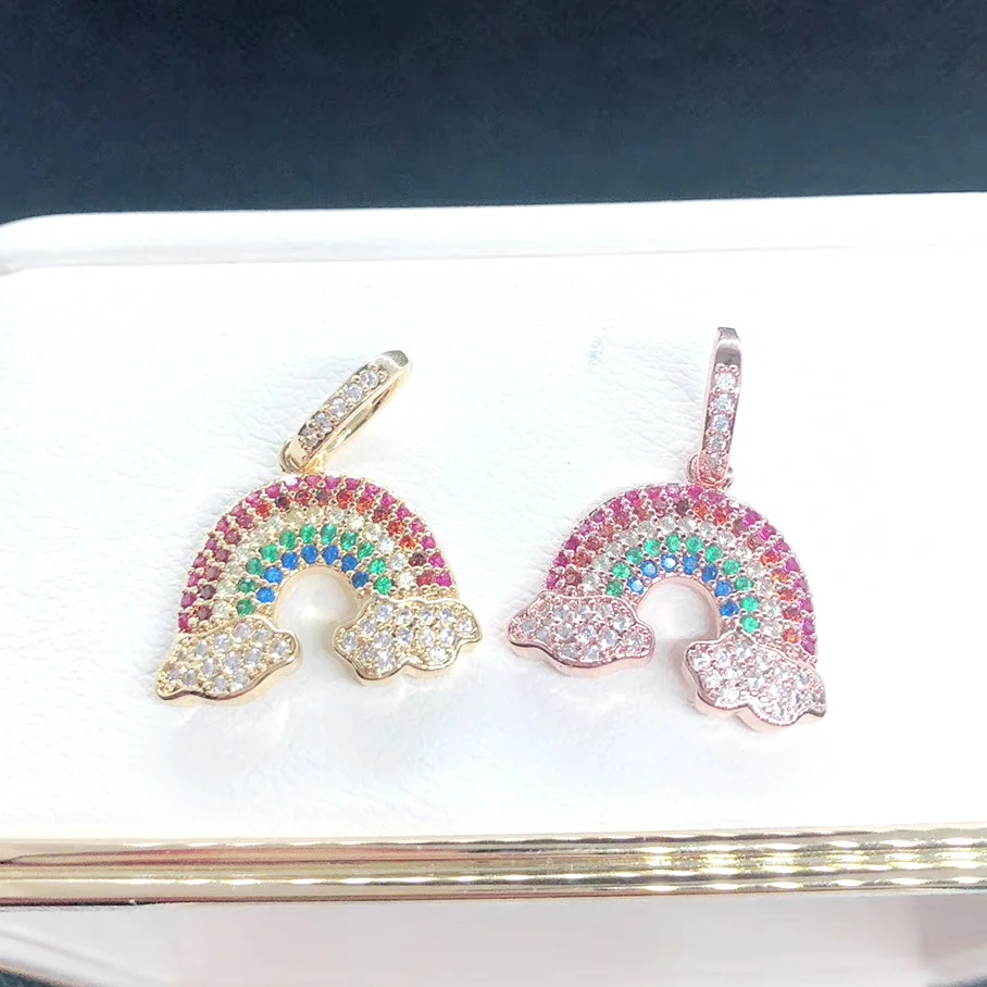 

Women Fashion Gold Plated Rainbow Pendant Cubic Zircon Elegant Clouds Design Necklace Pendant