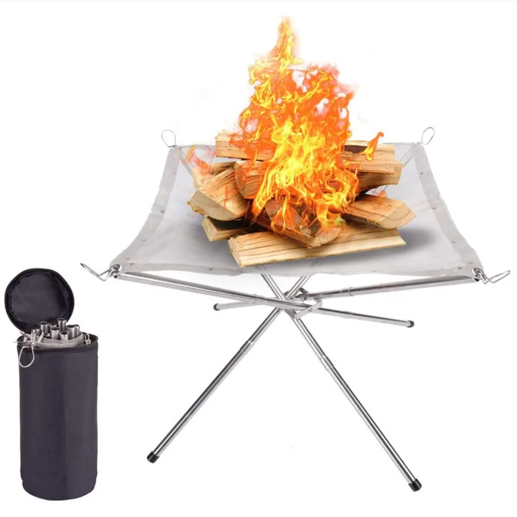 

Portable Fire Pit Outdoor Camping Foldable Mesh Fire Pits Garden Backyard Heat-resistant Stainless Steel Fireplace vuurkorf