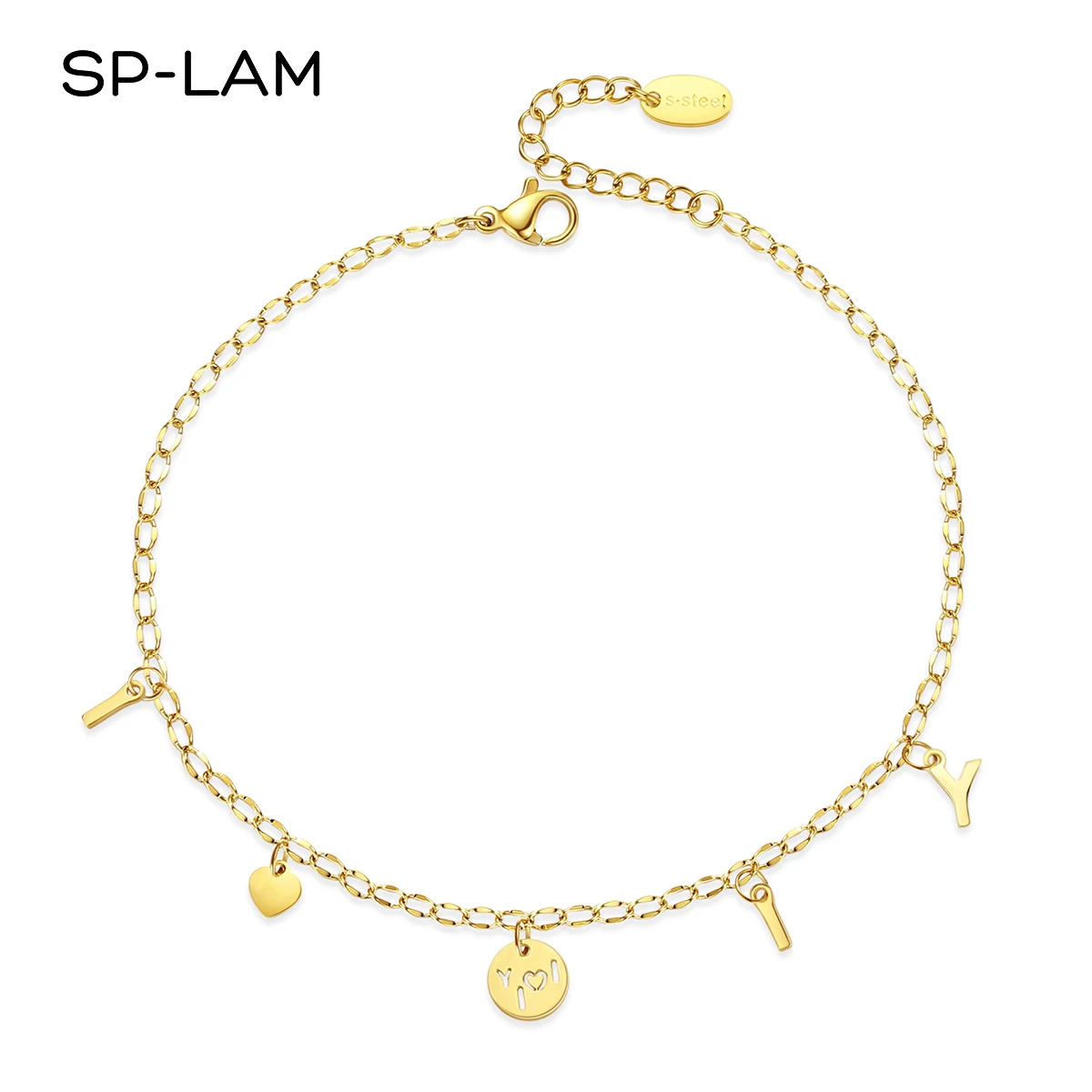 

SP-LAM 2021 Stainless Steel Letter Anklets Tiny Heart for Women Fashion Stainless Steel Jewery