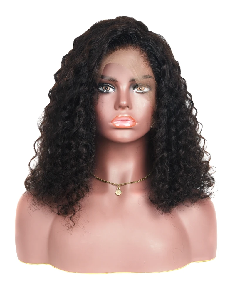 

natural curly 100% human hair wigs short bob Human Hair Lace front Wig