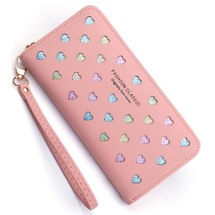 

clutch handle lovely sequined heart-shaped long cute wallet for lady girls