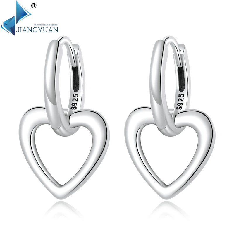 

Jiangyuan fashion exquisite jewelry 925 sterling silver simple love ear buckles earring Heart ring earrings trendy