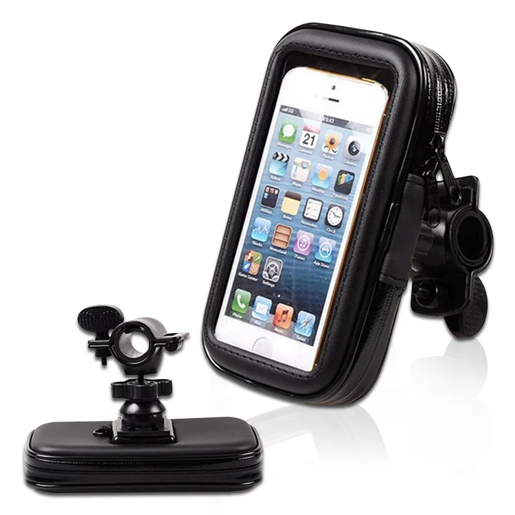 

Motorcycle Bike Handlebar Cellphone Mount Frame Waterproof Case Phone Holder Bicycle Bags, Black