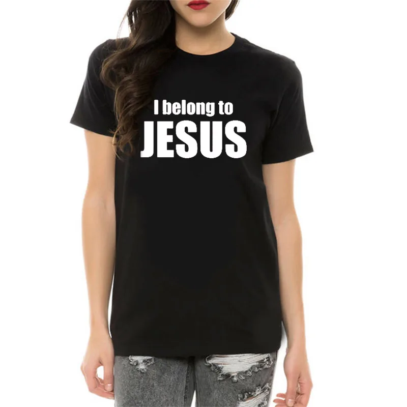 2019 New Women T-Shirts Casual I Belong To Jesus Printed Tops Tee Summer Female Faith Tshirt Short Sleeve T Shirt For Female