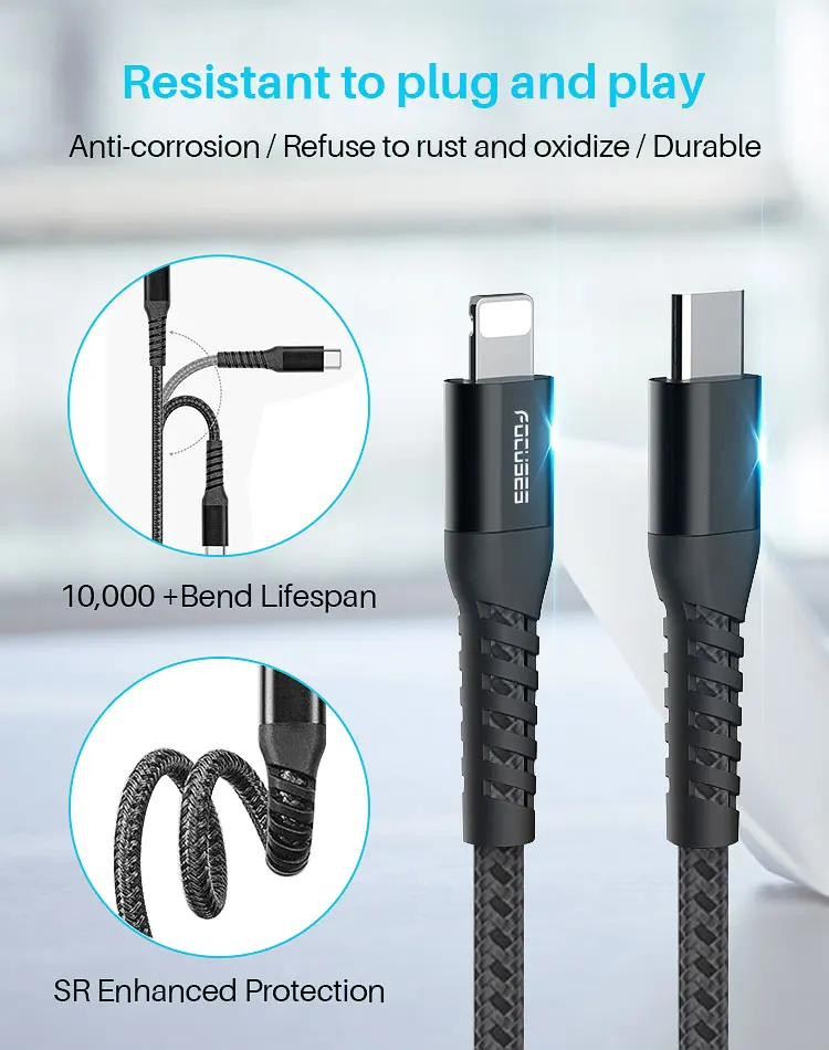 PD 18W 3A Nylon Usb C To Lighting Cable For iPhone Original Phone Cabo Usb Barato Type C Fast Charging Micro Usb Cable Price - ANKUX.COM