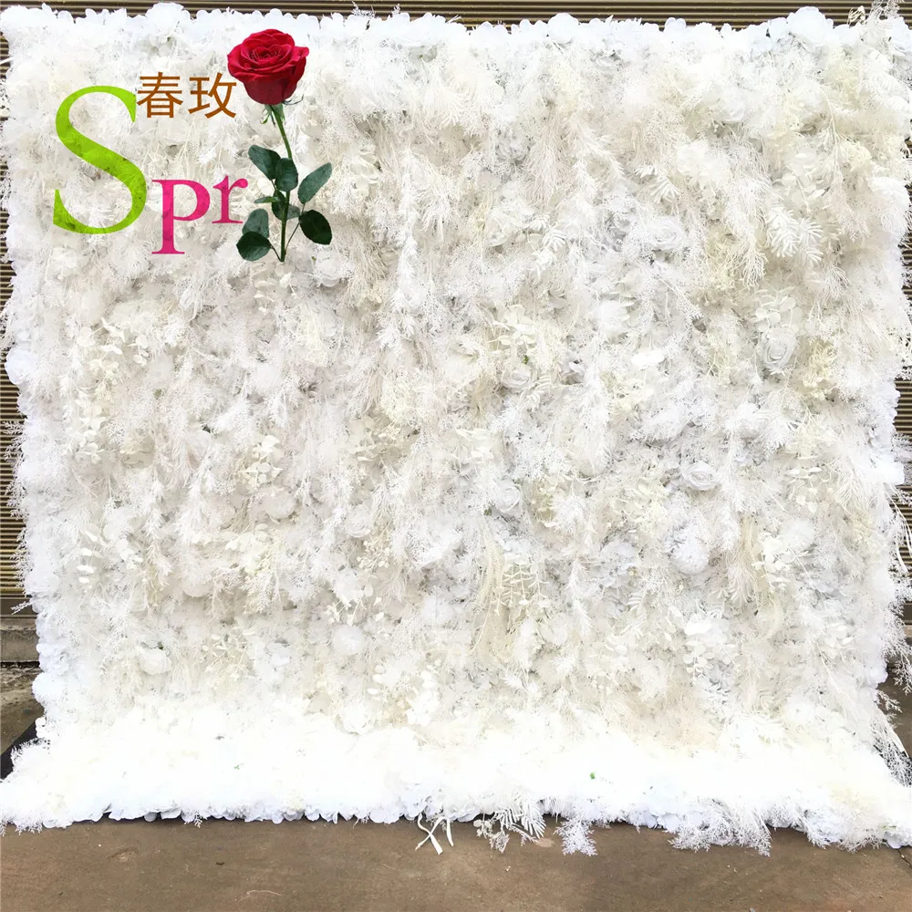 

SPR Wholesale Wedding 1.2*2.4M/PC CM Backdrop Pink Rose Panels Ombre Flower Wall For Event Decoration, White