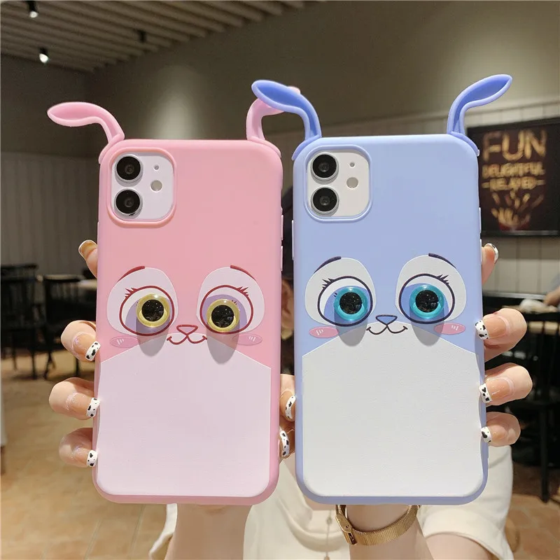 

New arrival Cute rabbit 3D eyes & ears soft back cover girl for Samsung A21S A22 A52 A72 A31 S21 Note20 Ultra cell phone cases