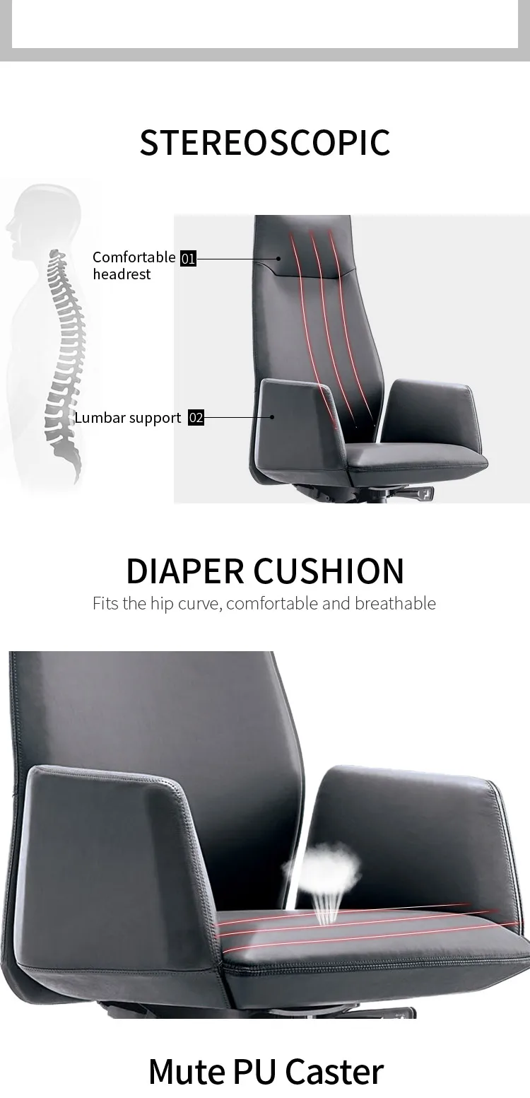 Ergonomic Dimensions Guest Cowhide Leather Office Office Visitor Chair