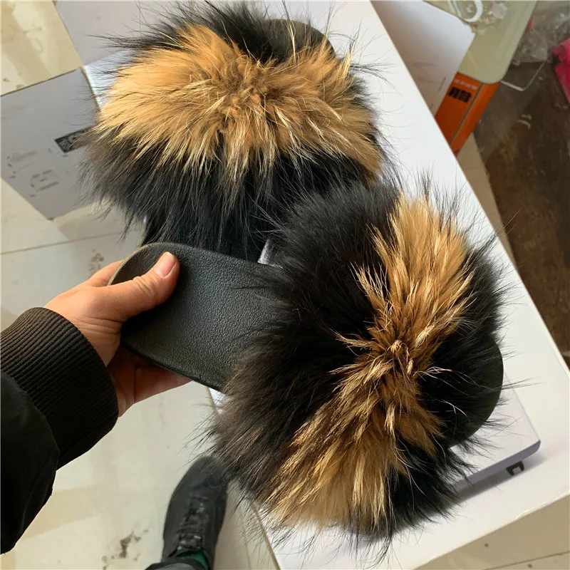 

Popular mixed fur slides, Customized color