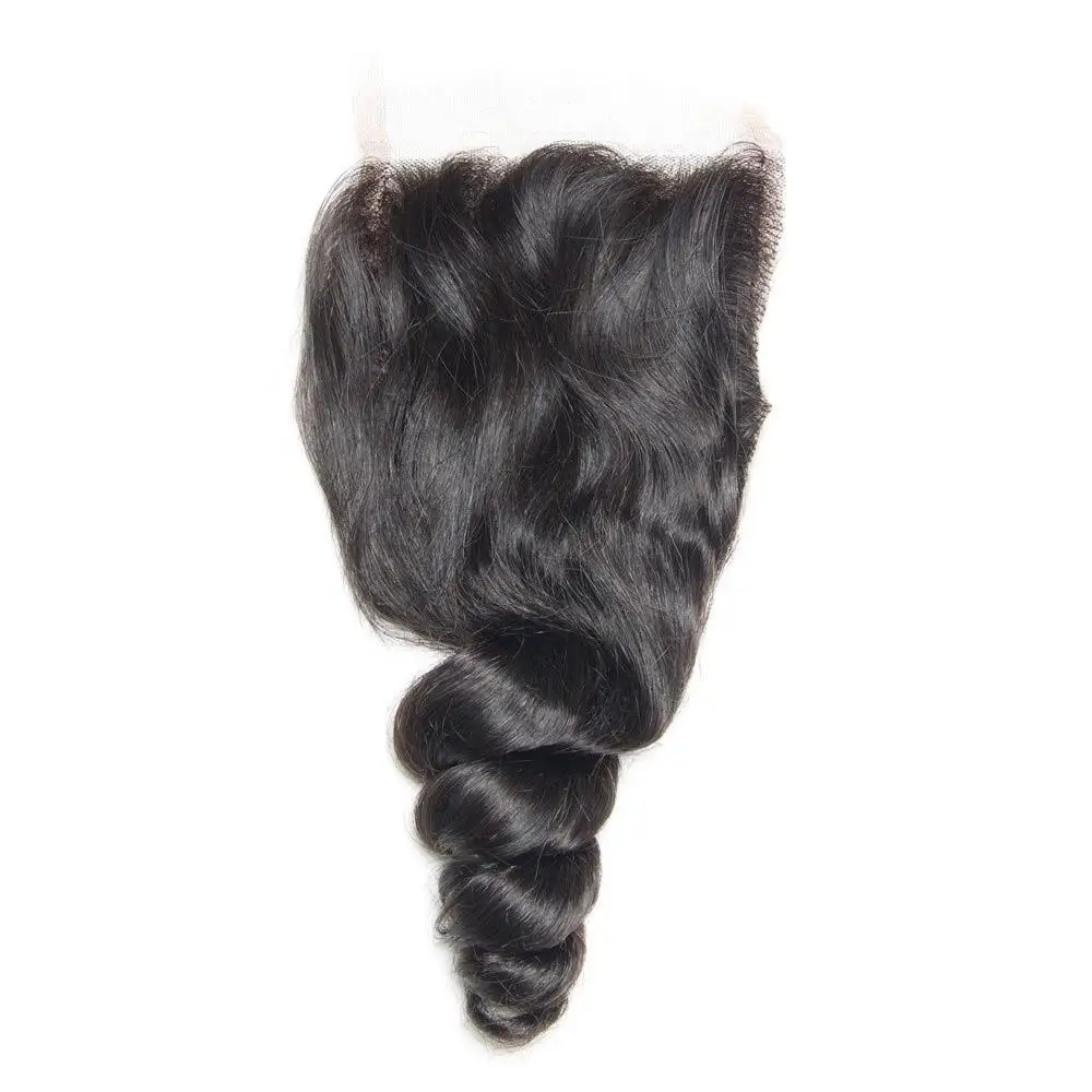 

4x4 inches Brazilian Loose Wave Remy Human Hair Swiss Lace Closure With Baby Hair