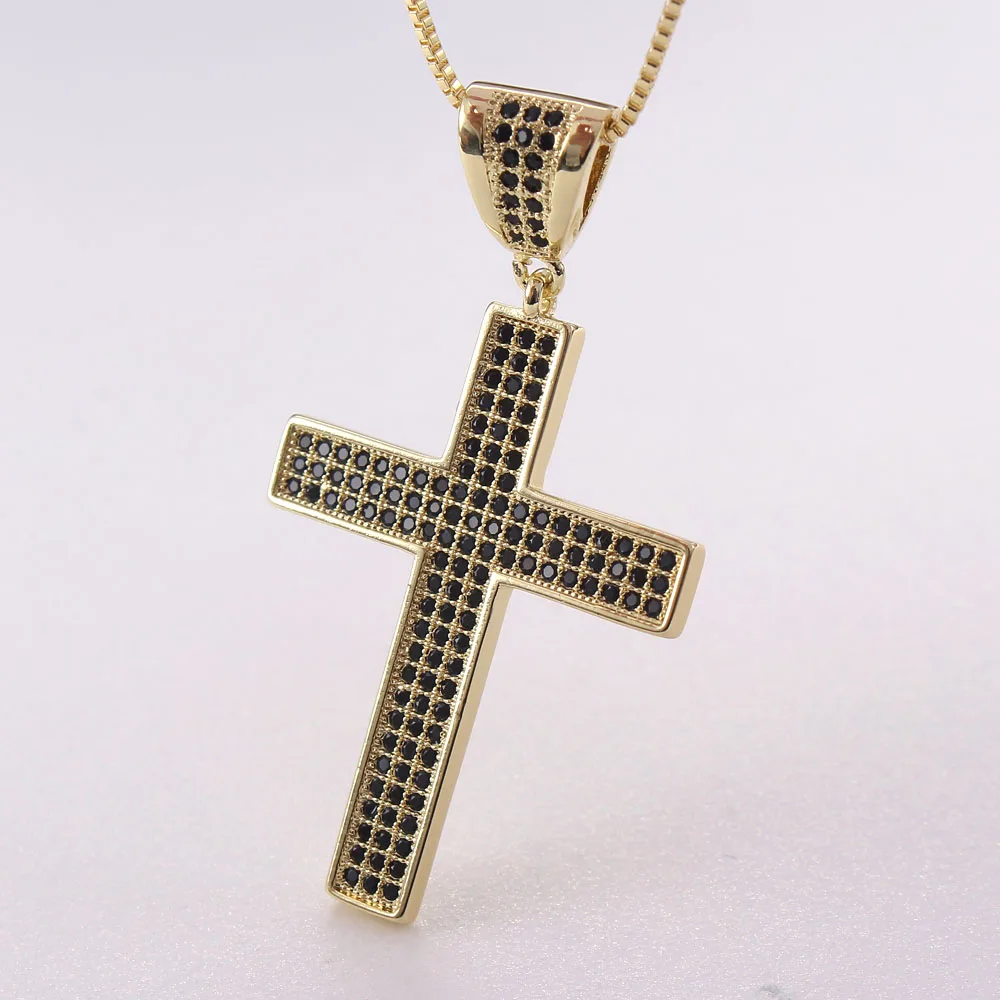 

MHS.SUN Charm Cross Necklace Cubic Zirconia Pendant Necklace For Women 18K Gold Plated Chain Necklace Religion Choker Gifts