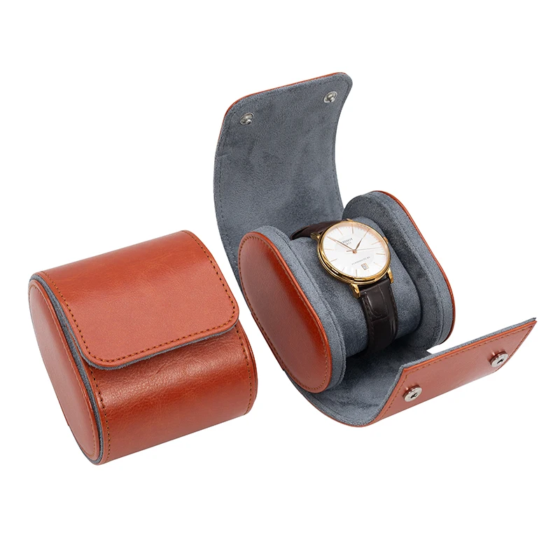 

Genuine leather unique design single watch roll travel case, Customized color