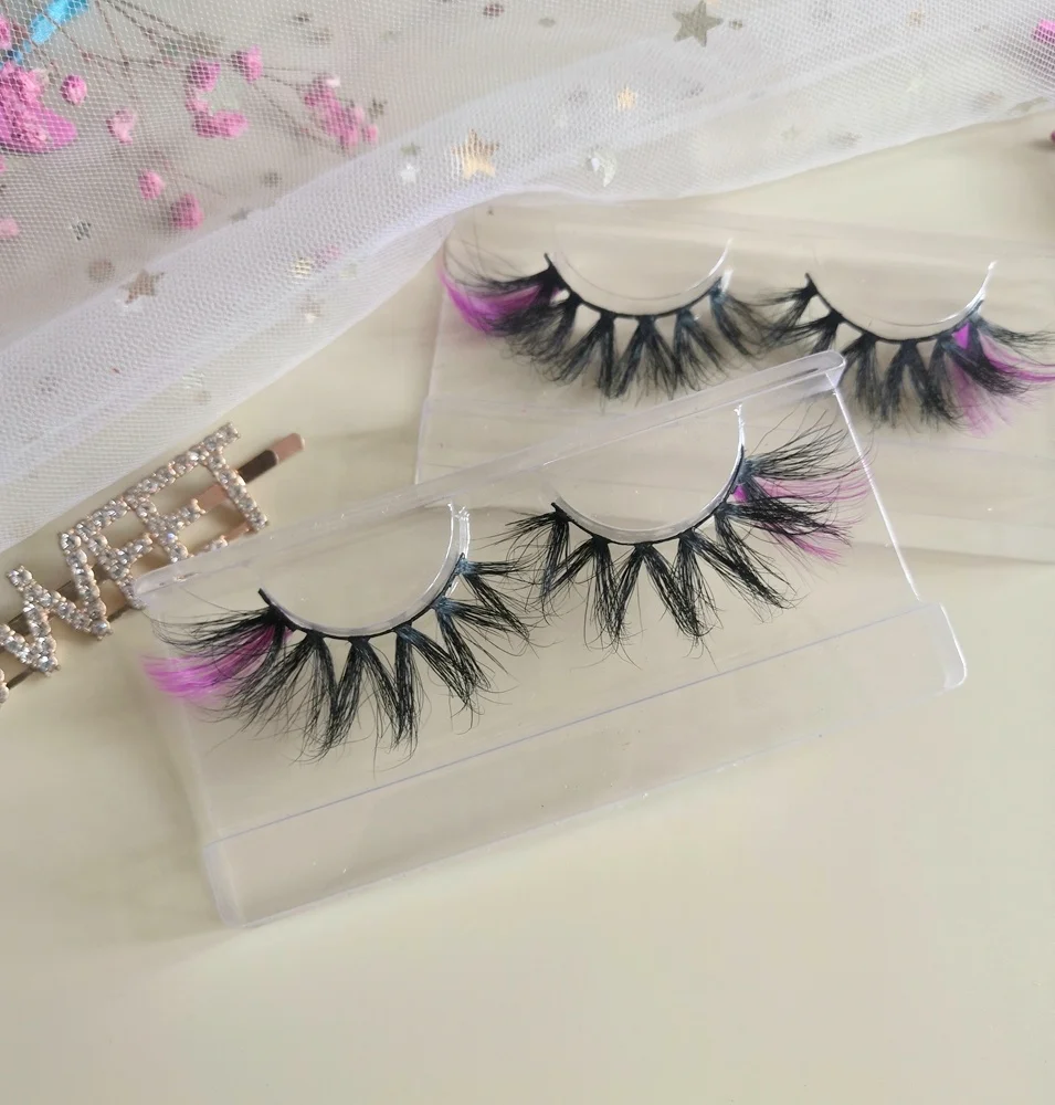

Newest styles 25mm real corner colored highlight mink eyelashes 3d color eyelashes mink strips lashes vendor, Colorful
