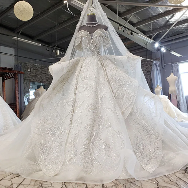 

Heavy Hand Made Bridal Dress Off Shoulder Luxury Bead Sexy Designer Plus Size Wedding Dress Bridal Gown