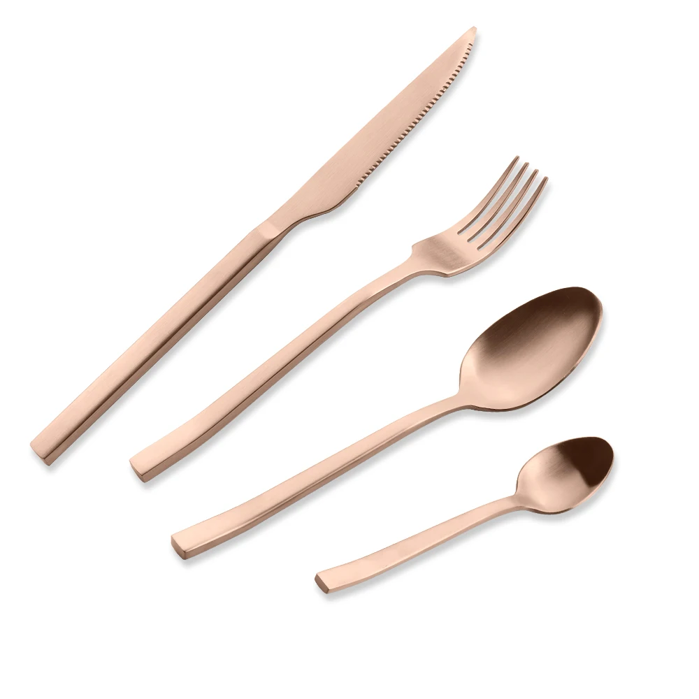 

Shiny Tableware Dishware Dinnerware Luxury Stainless Steel Knife Fork Spoon Wedding Flatware rose gold Cutlery Set