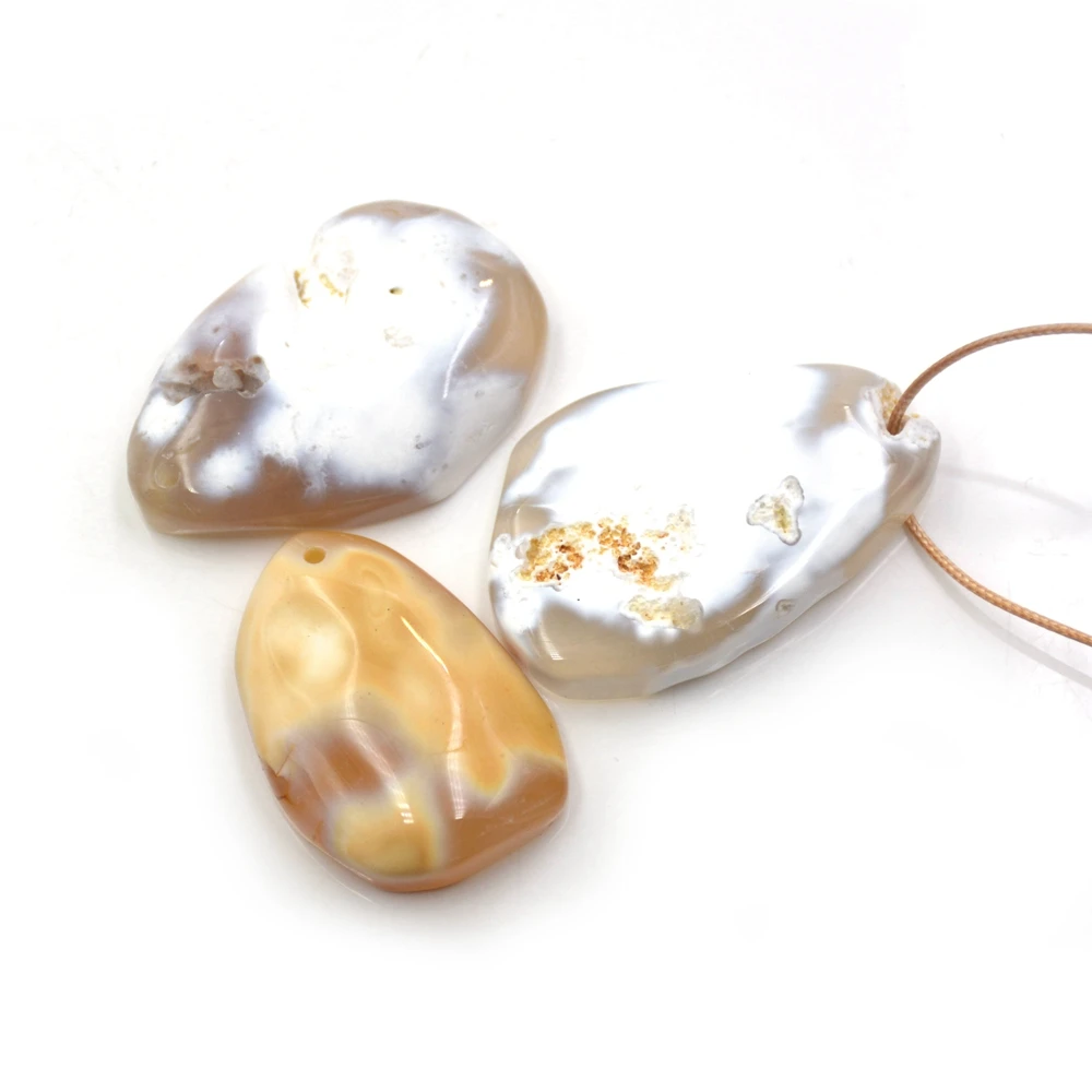

Wholesale Cheapest Price Sakura Agate White Raw Pendant Big Size Rough Jewelry Slice Charms Color Gemstone for Designer Making, Multi