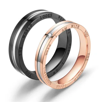 

Fashion Personalized Titanium Steel Couple Ring Couple Jewelry Fashion All Match Diamond Diamond Couple Ring, As picture
