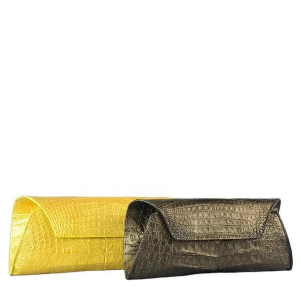 

Golden Crocodile belly clutch bag real leather exotic hand bag Guangzhou bags factory