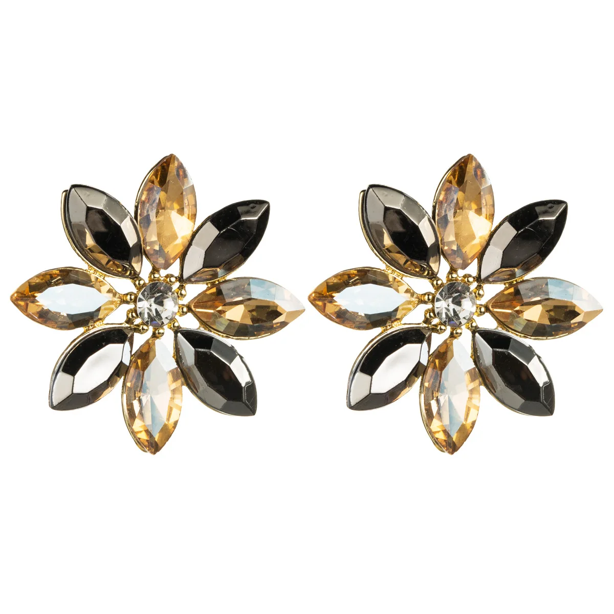 

Fashion Color Diamond Series Alloy Glass Diamond Flower Party Stud Earrings