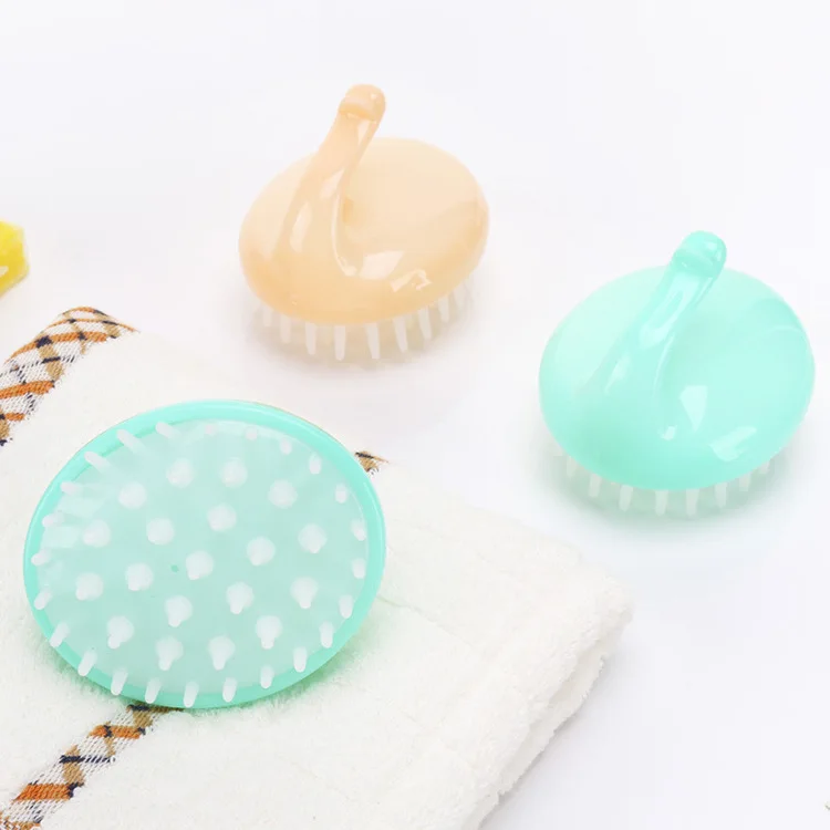 

Amazon New Product Soft Silicone Shampoo Brush Silicone Hair Scalp Brush Shampoo Massager, Light blue/pink