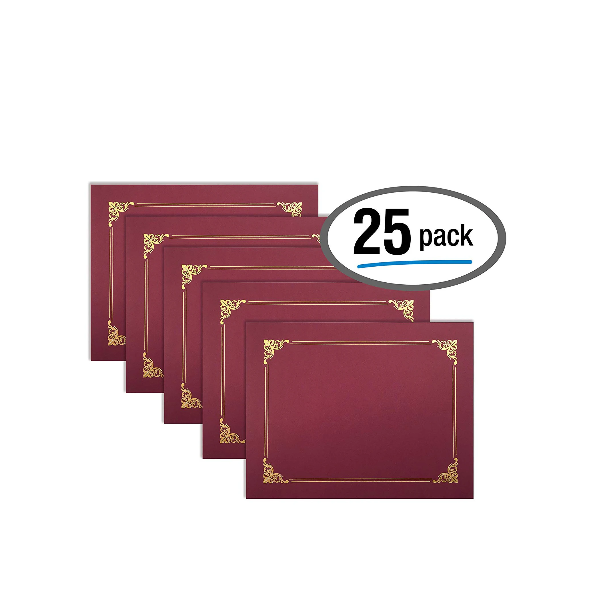 
25 Pack Red Certificate Holders Diploma Holders Document Covers with Gold Foil Border  (62249186874)