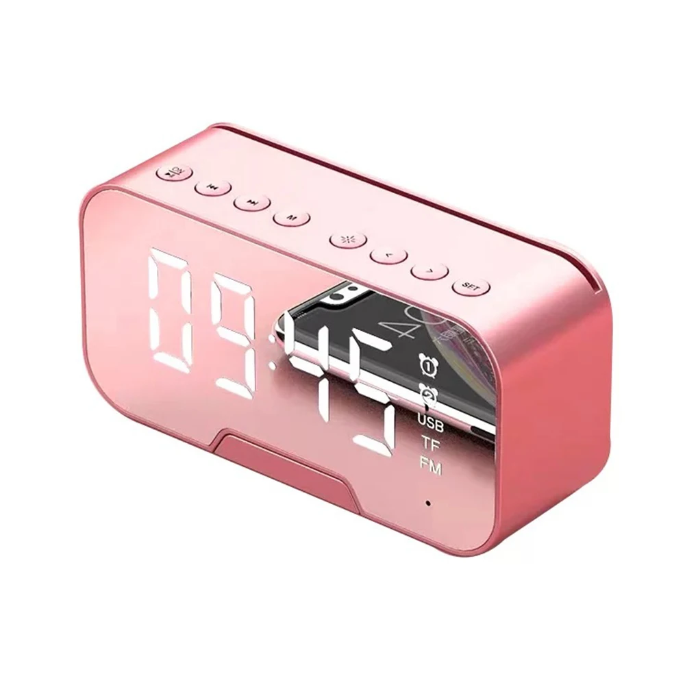 

Hot Selling Custom Clock Digital Blueteeth Speaker Clock Usb Led Mirror Alarm Table Modern Digital Led Clock Display, Black,white,pink