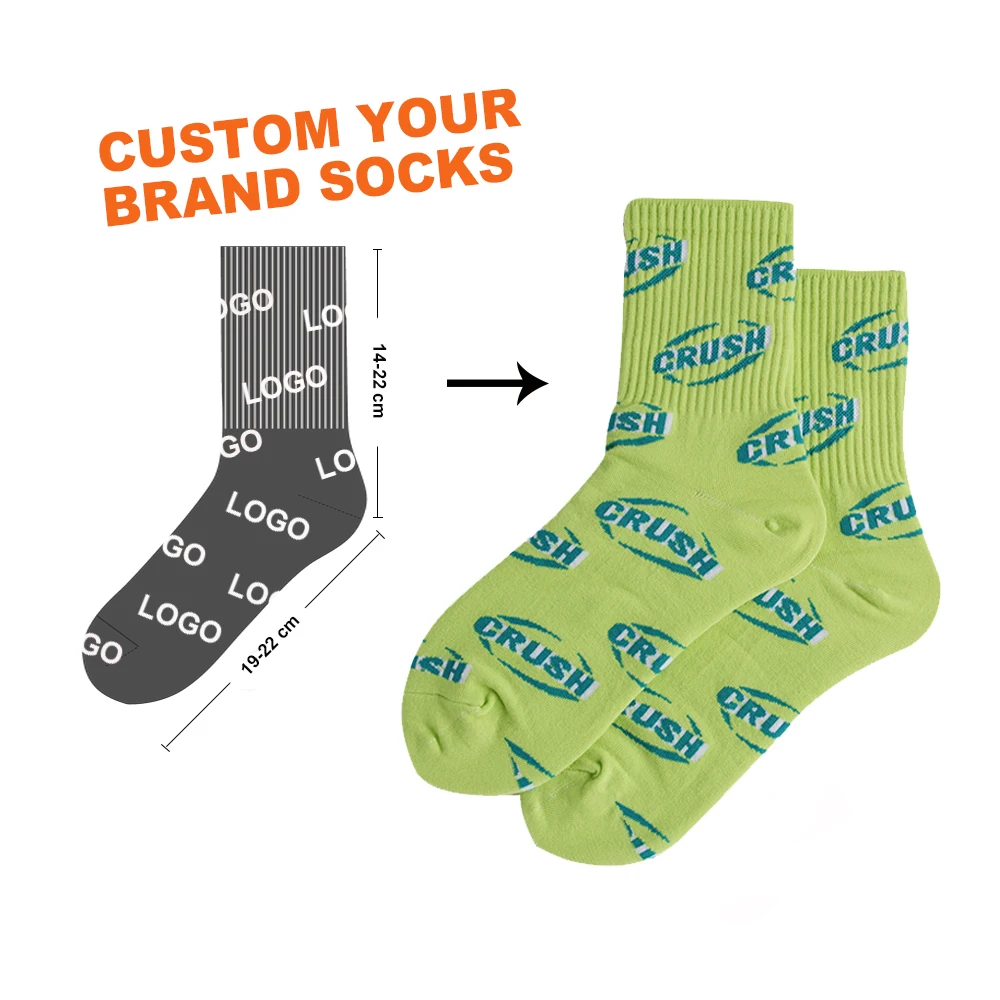 

200N Custom Letter Koaren School Style Brand Logo Fashion Girls Sports Leisure Crew Cotton Women Socks
