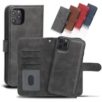 

For iPhone 11 Pro Xs Max Wallet Case Luxury PU Leather Magnetic 2in1 Detachable Phone Case with Card Slots for Samsung Note10