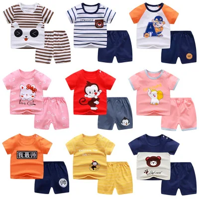 

Children's short-sleeved suit cotton girl summer clothes boy t-shirt baby baby clothes Korean children's clothing, Mix color