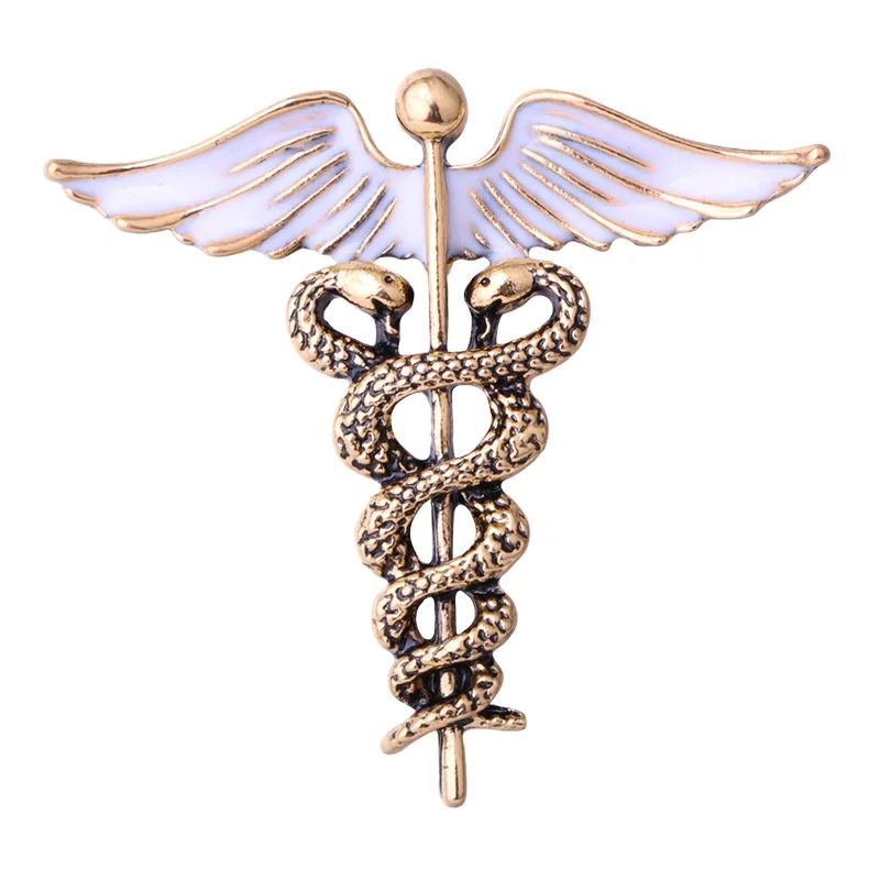 

New Brooches women registered horse Angel Wings Brooch broches Double Snake Shape Pins Nurse Medical Doctor Brooch for men women