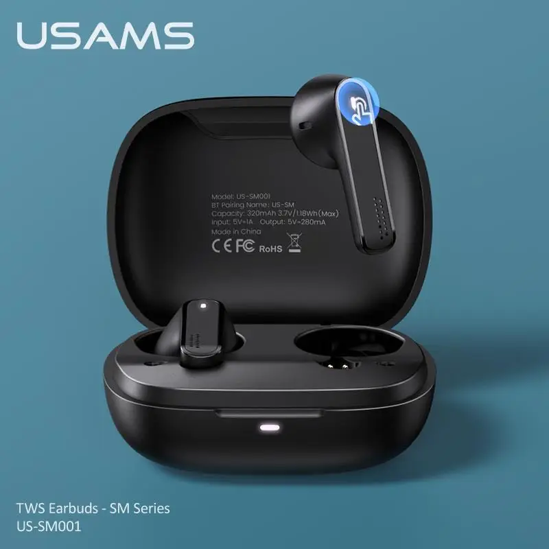 

USAMS 2020 Latest 3g Weight Earphone 3D Stereo Sound Handfree True TWS Wireless Earbuds For Xiaomi and Samsung