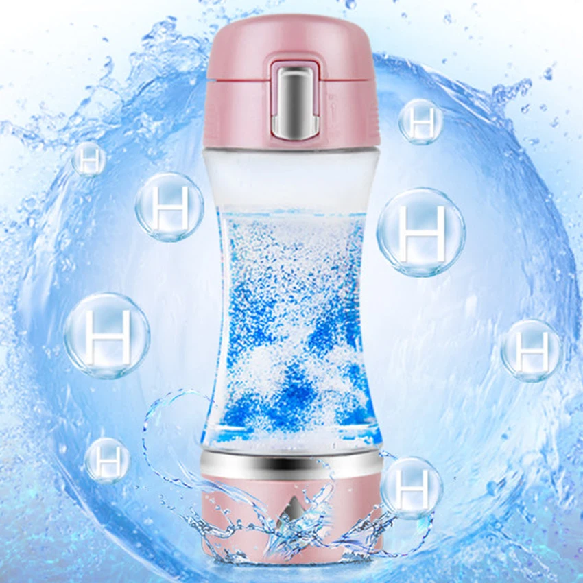 

Anti-Face Designed Hydrogen-rich Alkaline Health Watter Bottle 350ml Pink Cup Ionizer Maker SPE PEM Hydrogen Tritan Water Bottle