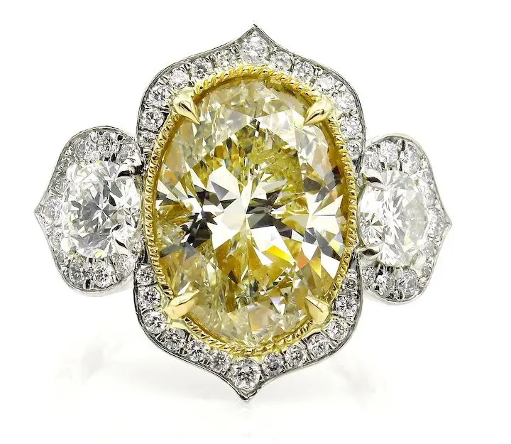 

Huge Lab Grown Fancy Yellow Stone Full Diamond Promise Engagement Rings For Women Ring