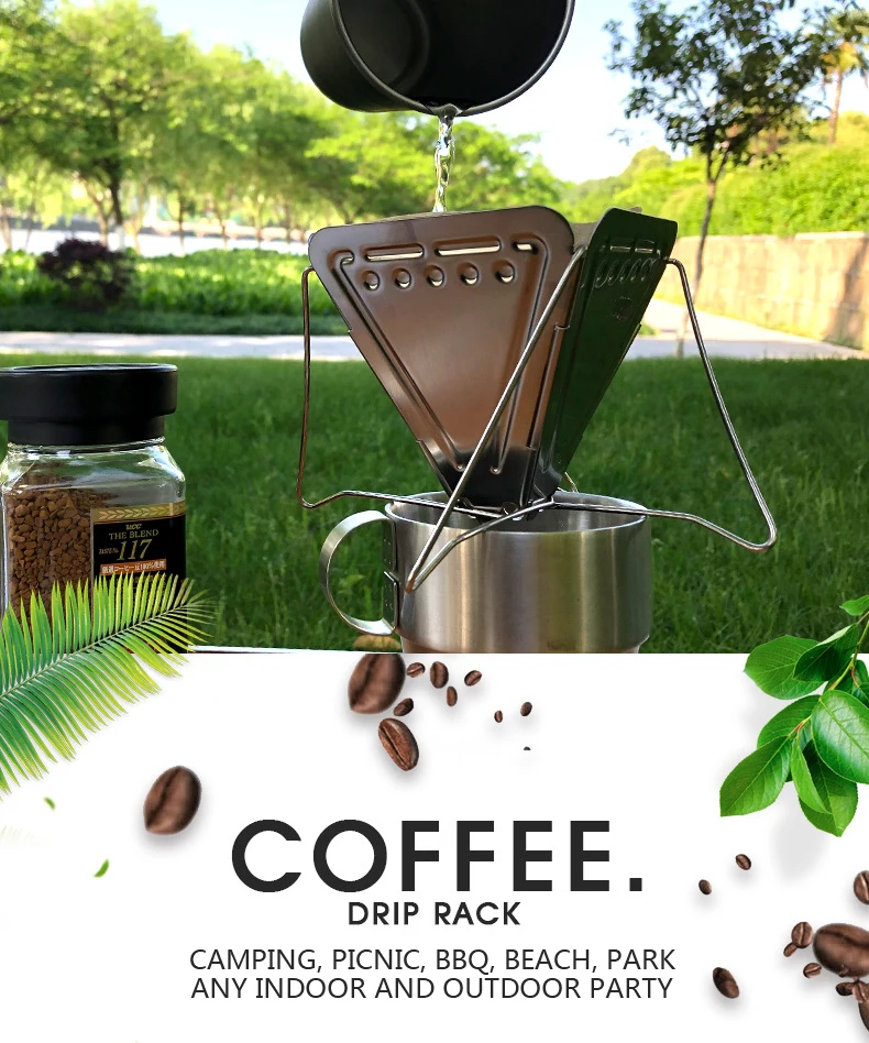 Outdoor Camping Coffee Drip Rack Stainless Steel Coffee Filter Foldable