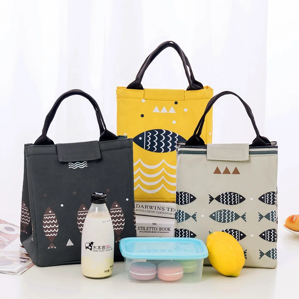 

Hot Fish Pattern Waterproof Oxford Tote Lunch Bag Large Capacity Thermal Food Picnic Lunch Bags for Women kid Men