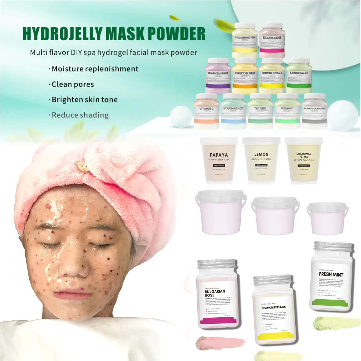 

NASIYI OEM Facial Whitening Skin Care Peel Off Soft Jelly Mask Organic Rose Jellymask Powder
