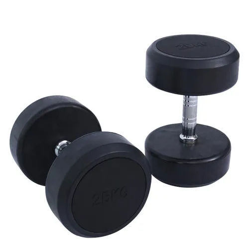 

High Grade Rubber Dumbbells High Quality Wholesale Round Rubber Dumbbell, Black+silver