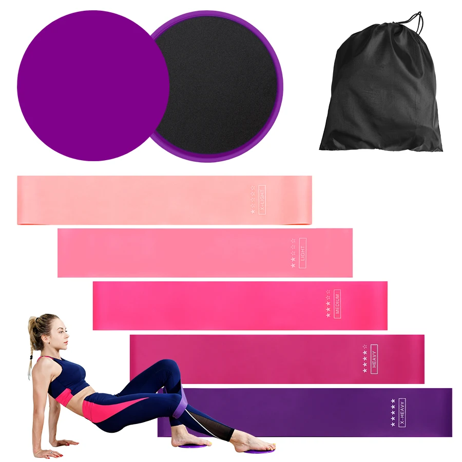 

Custom Promotion Yoga Gym Fitness Equipment Durable Use Core Slider Mini Resistance Bands Set