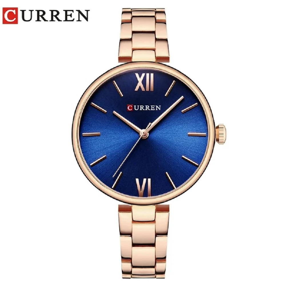 

CURREN 9017 New Women Watches Luxury Brand Watch Rose Gold Women Quartz Clock Creative Wood Pattern Dial Fashion Wristwatch Hot