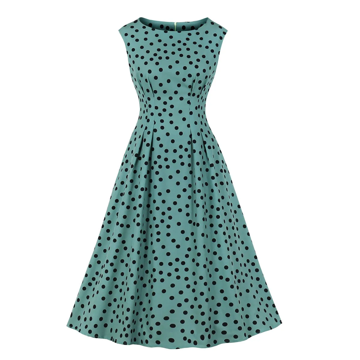 

High Quality Casual Sleeveless Skirt Dress Ladies Dots Print Swing Dress, Picture