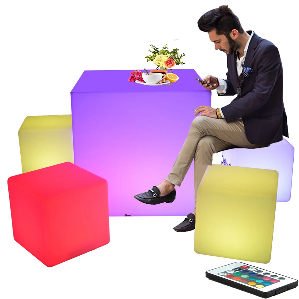 

outdoor Party Event decorating supplies led bar cube chairs illuminated cube stool plastic led cube seating