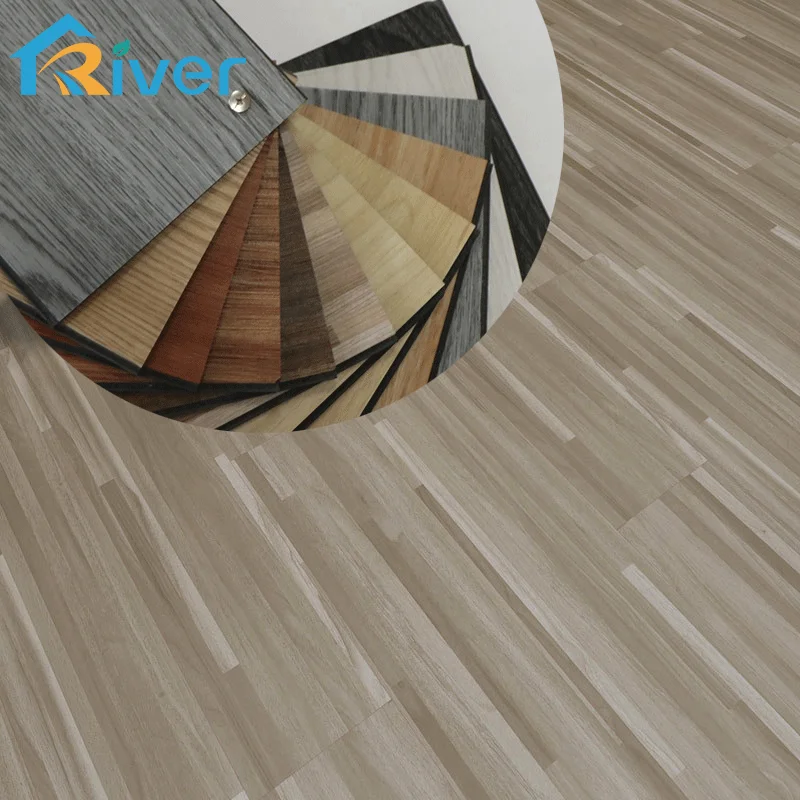 

virgin material waterproof fireproof SPC vinyl flooring grey wood grain cheap pvc flooring