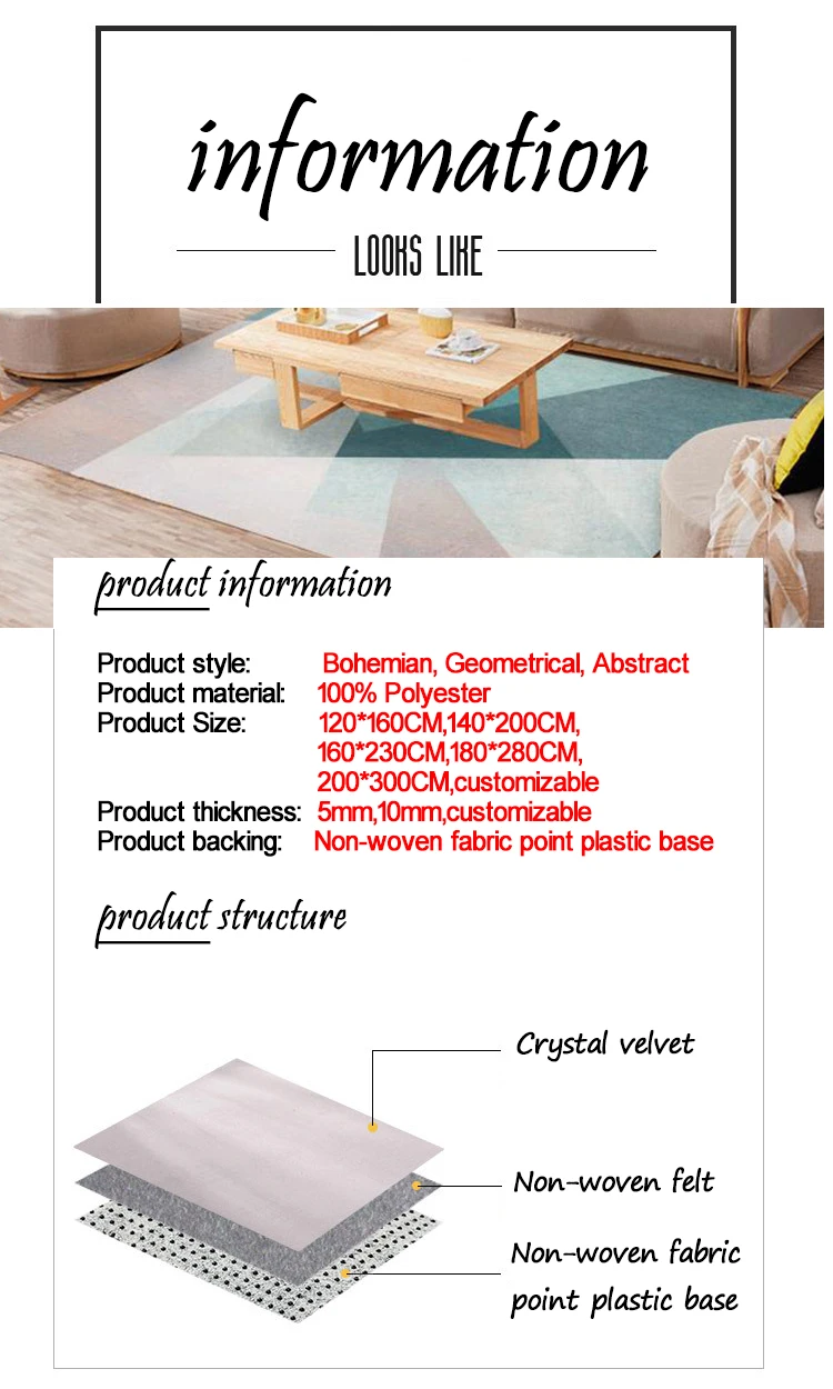 100% Polyester Oblong Shapes Color Mixes Bohemia Abstract carpets rugs living room rug modern rug For Daily