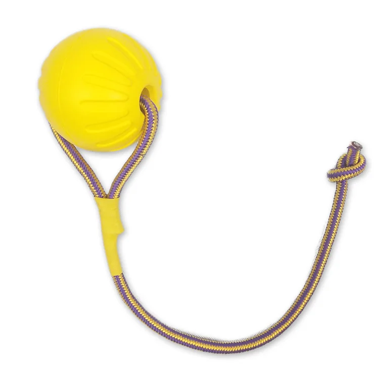 

EVA Floating Solid Elastic Light Pet Training Chew Toy Ball With Rope, Yellow