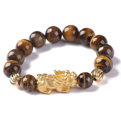 

8mm 14mm Tiger Eye PiXiu Bracelet Wealth Good Luck PiXiu Tiger Eye Bracelet For Men