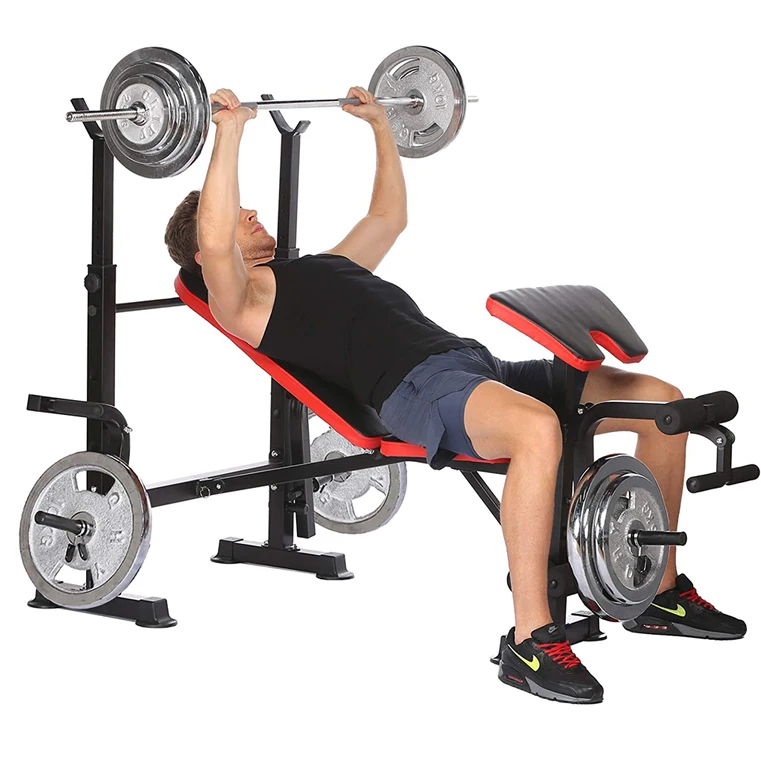 

New unisex adjustable multipurpose dumbbell gym equipment incline decline squat rack workout bench set