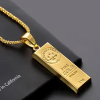 

2019 Fashion Men Geometric Bullion Pendant Necklace Hip Hop Jewelry 18k Gold Plated Long 75cm Chains Punk Rock Best Gift