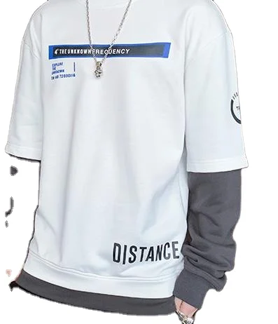 

2020 hot sale new fashion Men's dummy two-piece casual street sweater, Pic