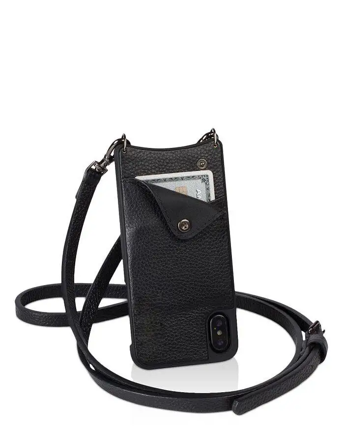 

Card Slot Holder Purse Shoulder Crossbody Leather Mobile Phone Necklace Phone Case with Strap for iPhone X/XS