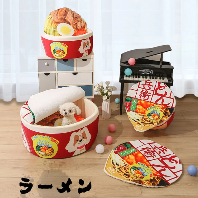 

Ramen Chats Bowl Pet Dogs Bed Cup Instant Noodle Cat Kennel Nest Dog House Luxury